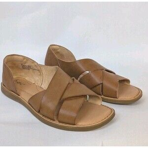 Born Ithica Leather Sandals Women's Size 9M Black Strappy Woven Comfort